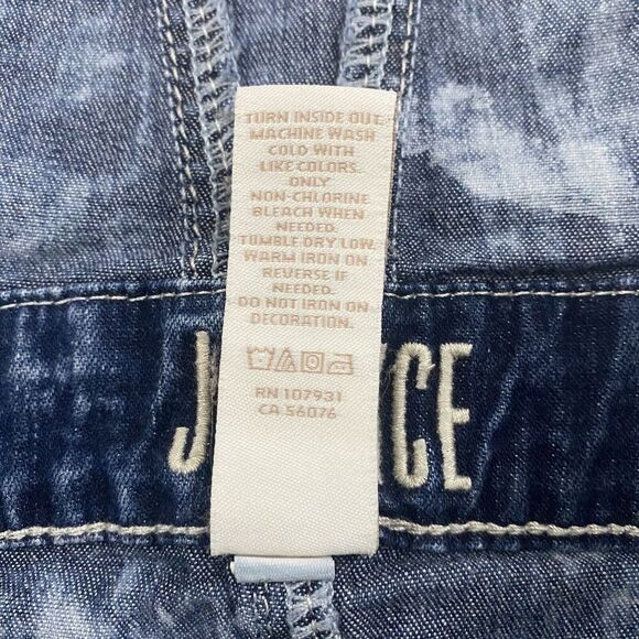 Justice Girls Shortalls Overalls Shorts Sz 12 Denim Blue Jean Acid Wash Stretch - Picture 6 of 8